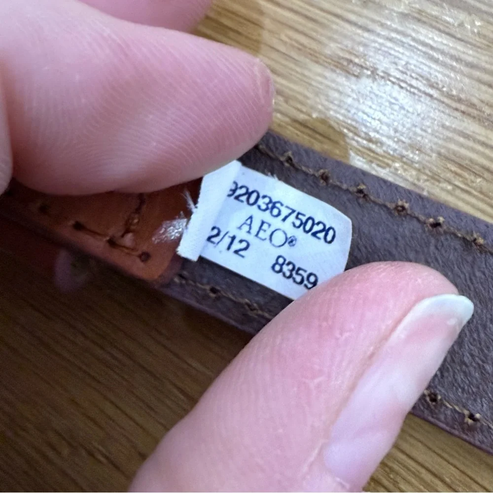 American Eagle Brown Western Leather thin Belt with Aztec design size Medium - Picture 9 of 10